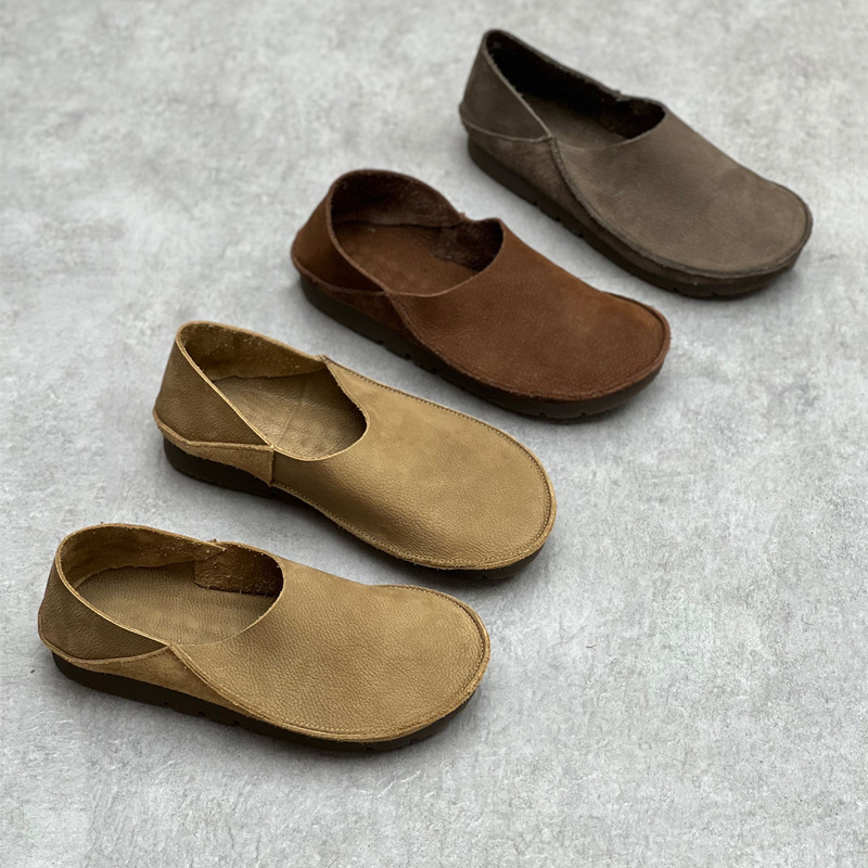 Loafer Flat Women - Mocasines Casuales Retro de Cuero Genuino