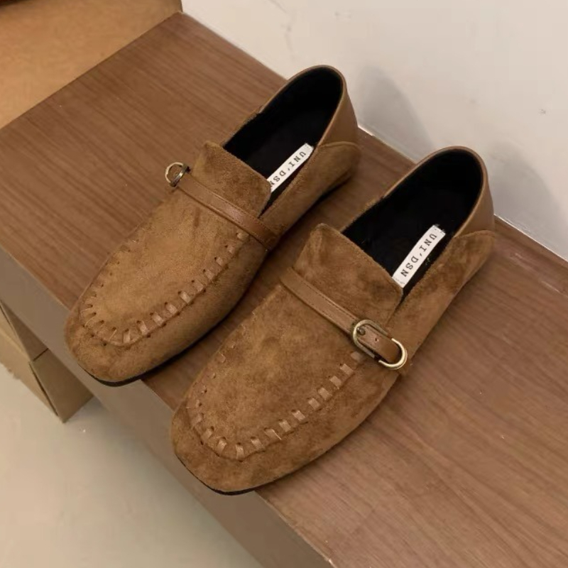 Loafer Flat Women - Zapatos planos elegantes de gamuza con