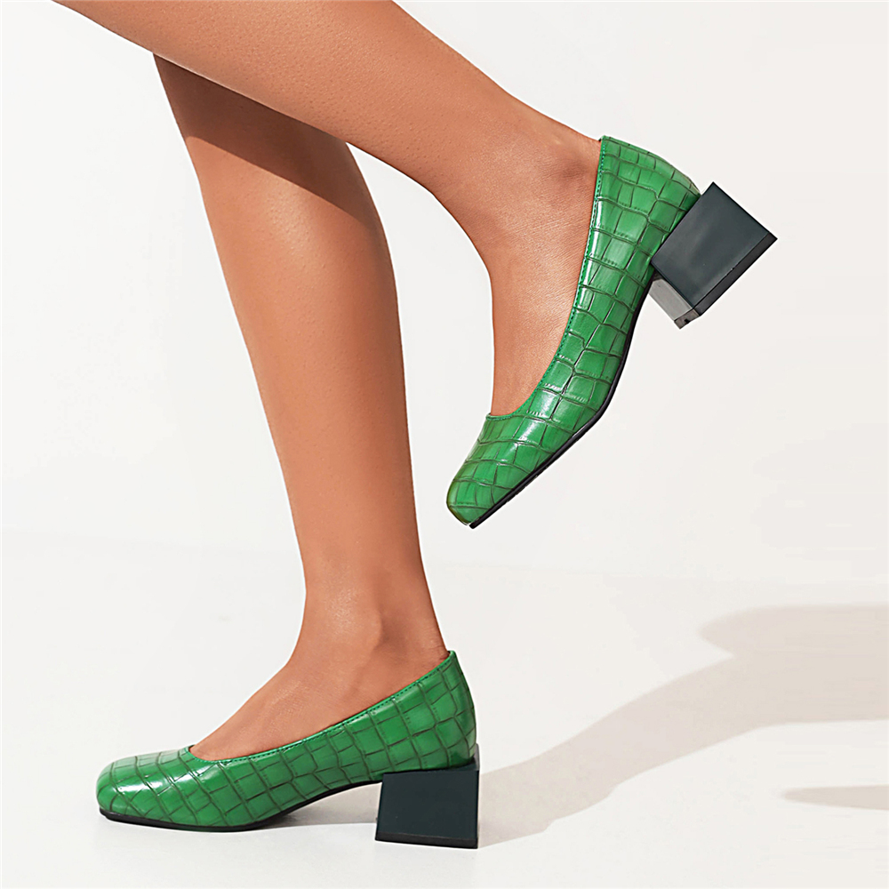 Zapatos de tacón bajo cuadrado - Women'S Shoes Yellow reseña y precio